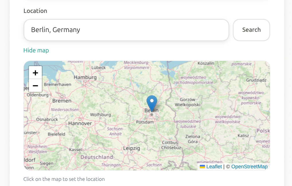 Location picker with OpenStreetMap integration