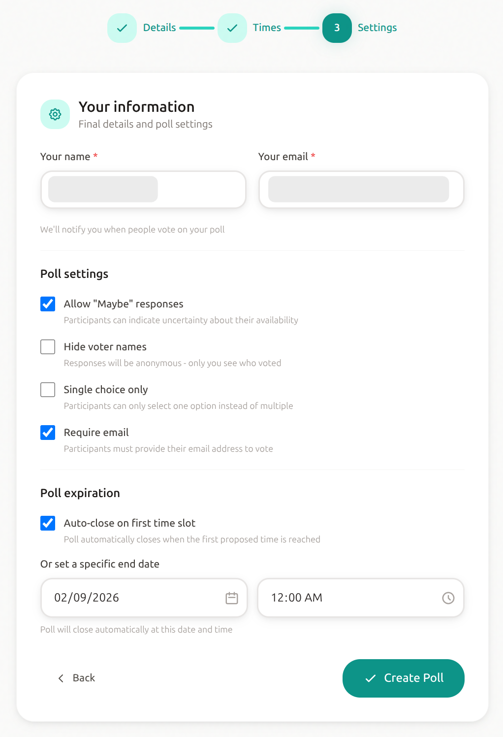 dtElection voting grid showing participant availability